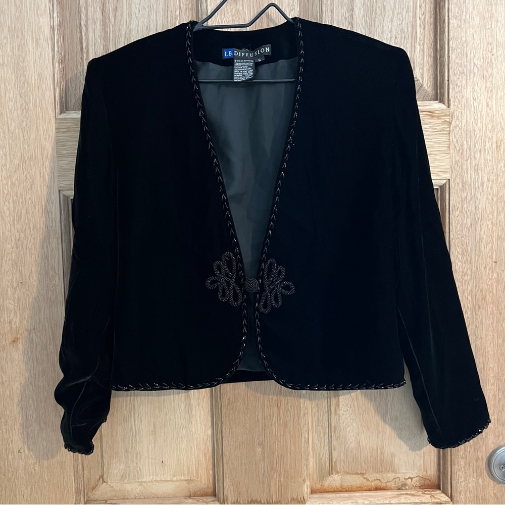 IB Diffusion vintage women’s velvet cardigan jacket black‎ size 6